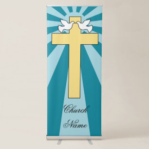 Cross and doves retractable banner