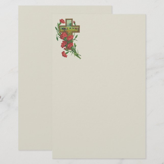 Cross And Farmland Stationery (Front/Back)