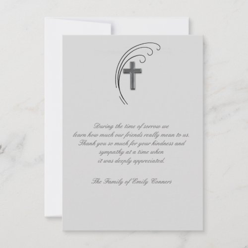 Cross and Fern - Bereavement Thank You Notecard