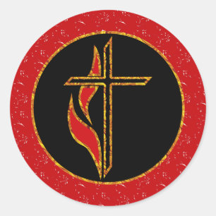 Cross and Flame Classic Round Sticker