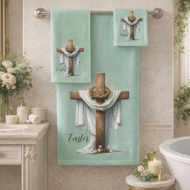 Cross and Floral Bath Towel Set  (Creator Uploaded)