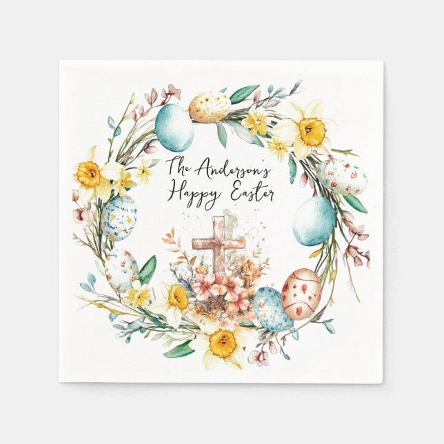 Cross and floral Easter Napkins (Front)