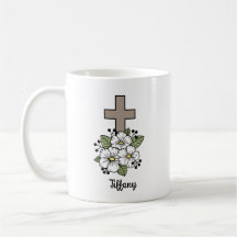 Cross and Flowers Personalized