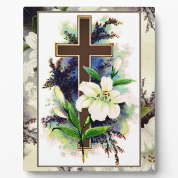 Cross And Flowers Plaque by justcrosses at Zazzle