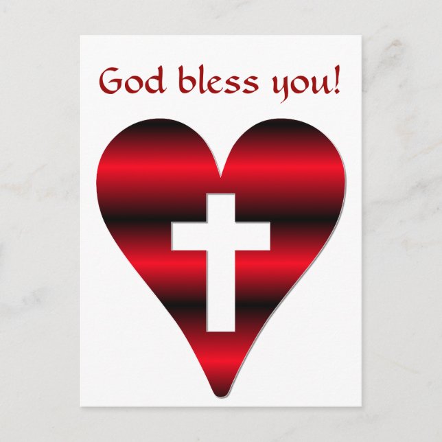 Cross and heart #3 ( Cross inside red heart ) Postcard (Front)