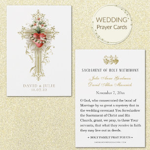 Cross and Heart Catholic Wedding Prayer Card