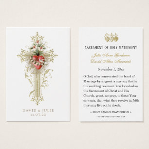 Cross and Heart Catholic Wedding Prayer Card