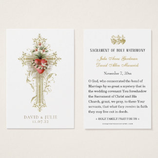 Cross and Heart Catholic Wedding Prayer Card