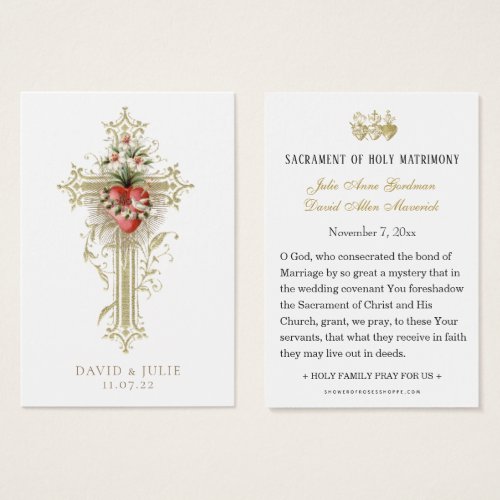 Cross and Heart Catholic Wedding Prayer Card