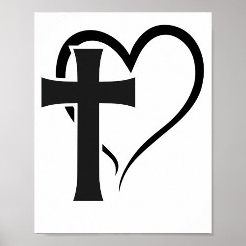 Cross And Heart Christian Poster