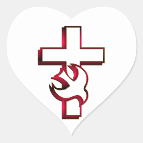 Cross and Holy Spirit  Holy Ghost Heart Sticker