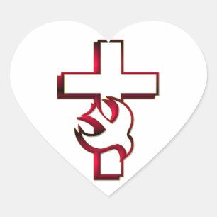 Cross and Holy Spirit / Holy Ghost Heart Sticker
