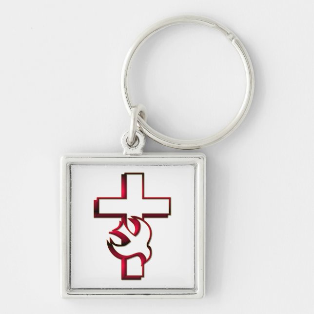 Cross and Holy Spirit / Holy Ghost Keychain (Front)