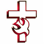 Cross and Holy Spirit / Holy Ghost Statuette<br><div class="desc">Lovely maroon red colored Cross with a Holy Spirit symbol.

Feel free to add your own words and/or pictures to this item,  or change the background color,  via Zazzle's great customization tools.  This design is also available on many other products. Thanks for stopping by! God bless!</div>