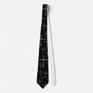 Cross and Ichthys (Jesus Fish) Pattern tie