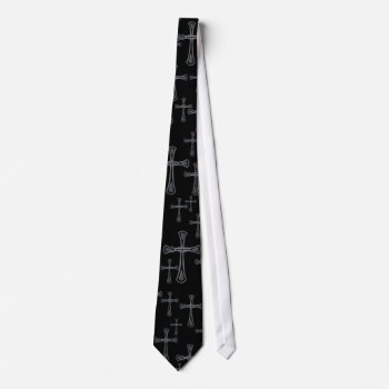 Cross And Ichthys (jesus Fish) Pattern Tie by CricketCreations at Zazzle