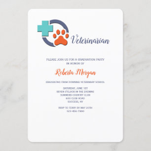 Cross and Paw Veterinarian Graduation Party Invitation