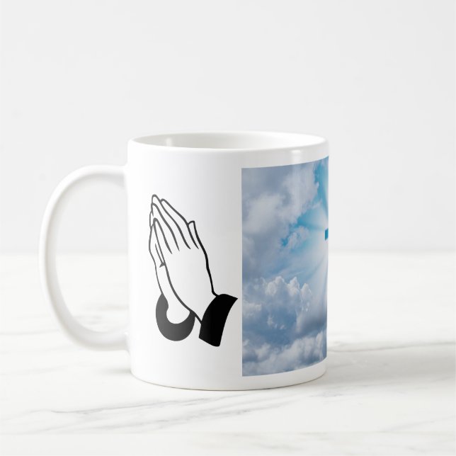 Cross and Praying Hands Coffee Mug (Left)