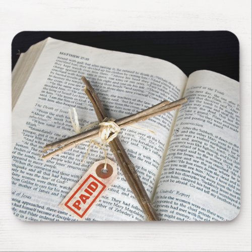 cross and price tag on Bible Mouse Pad