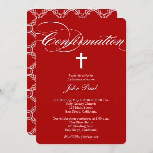 Cross and Quatrefoil Confirmation Invitation