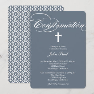 Cross and Quatrefoil Confirmation Invitation