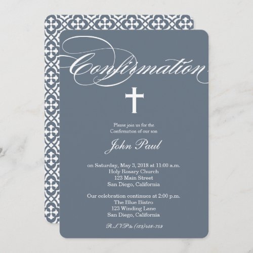Cross and Quatrefoil Confirmation Invitation