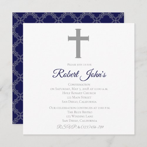 Cross and Quatrefoil Confirmation Invitation