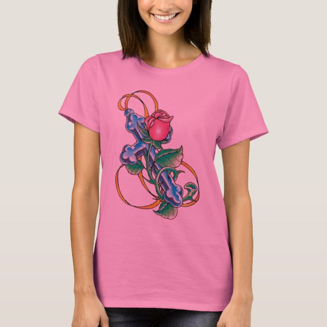 Cross and Rose Tattoo Shirt (Front)