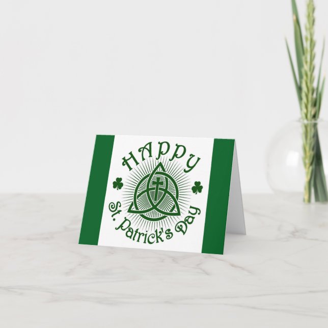 Cross And Shamrocks Holiday Card (Front)