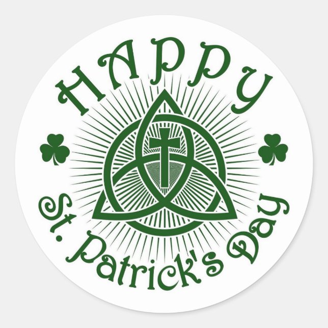 Cross And Shamrocks Round Sticker (Front)