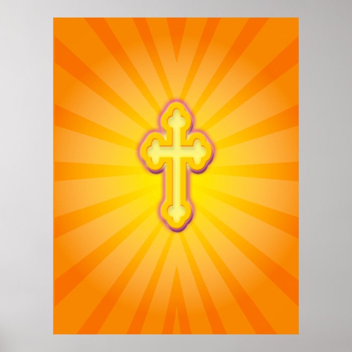 CROSS AND SUN RAYS POSTER