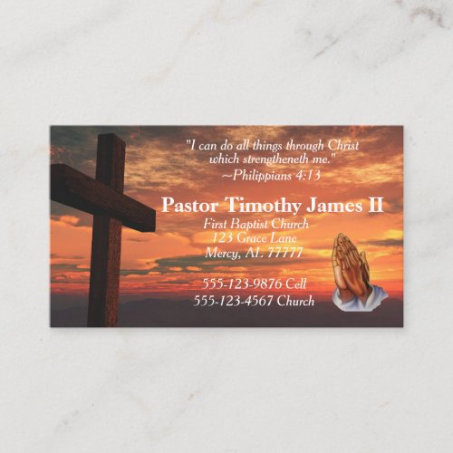 Cross and Sunset Pastor Business Card