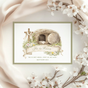 Cross and Tomb He is Risen Resurrection Day Card
