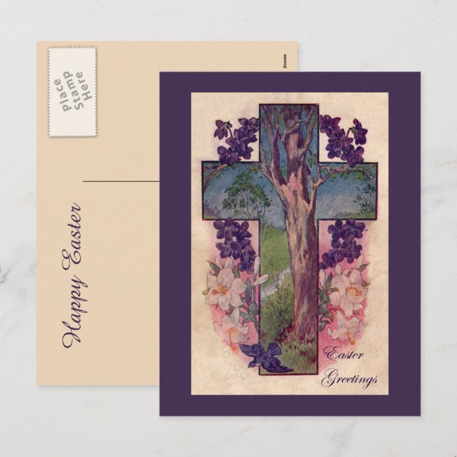 Cross and Tree Christian Postcard (Front/Back)
