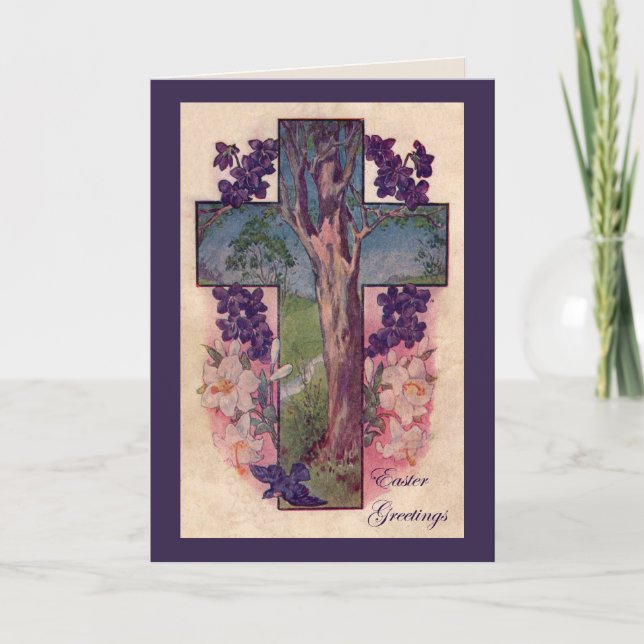 Cross and Tree Easter Greeting Card (Front)