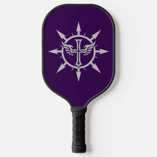 Cross and Wings Emblem Pickleball Paddle (Front)