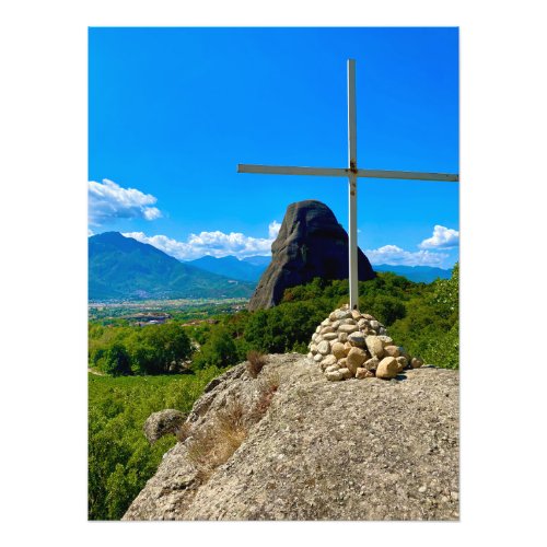 Cross at a Monastery in Meteora Greece Photo Print