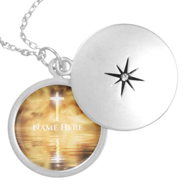 Cross at Sunset Custom Locket Necklace (Front)