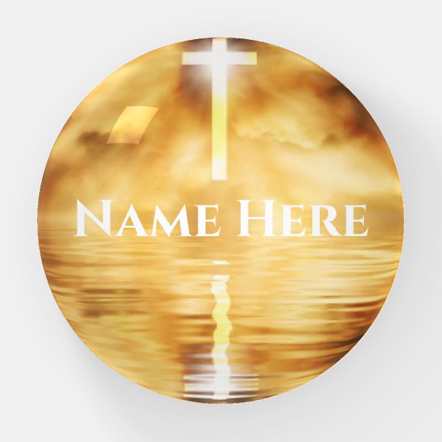 Cross at Sunset Custom   Paperweight (Front)