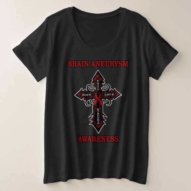 Cross/Awareness...Brain Aneurysm Plus Size T-Shirt (Design Front)