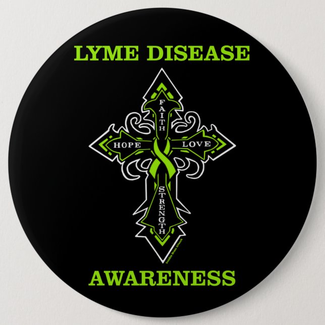 Cross/Awareness...Lyme Disease Button (Front)