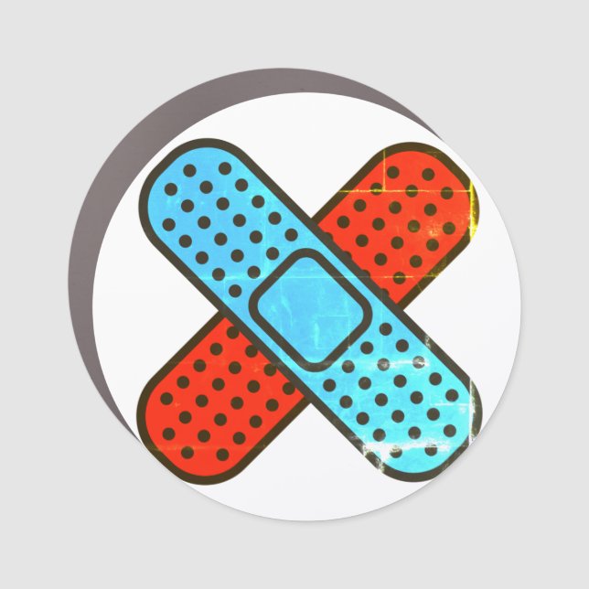 Cross Bandage Bandaid Square Sticker Car Magnet (Front)