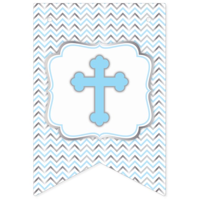 Cross Banner-Blue & Silver Bunting Flags (First Flag)