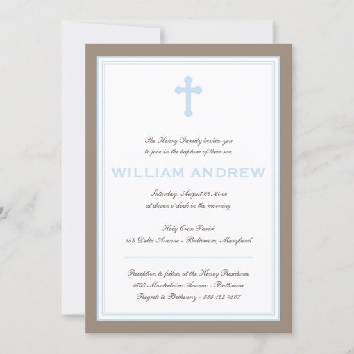 Cross Baptism Invitation for Boys | Zazzle