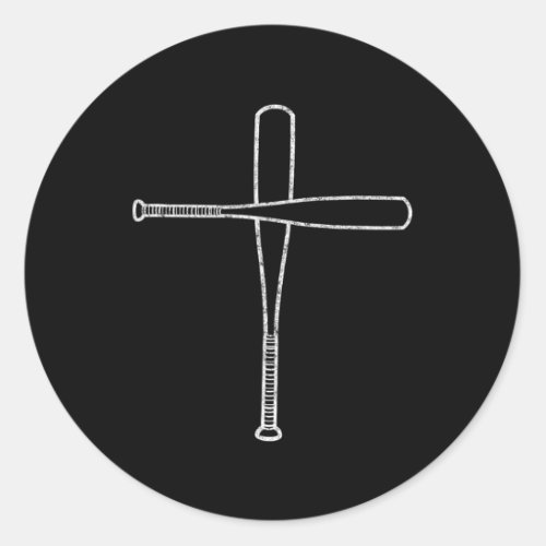 Cross Baseball Bats Christian Faith Sports Coach P Classic Round Sticker