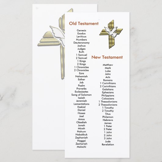 Cross Bible Book mark Bookmark Books of the Bible (Front/Back)