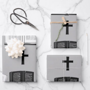 Cross & Bible Reverence Wrapping Paper Sheets