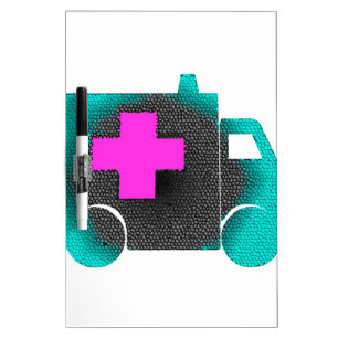 cross blue ambulance nurse emt doctor medical dry erase board