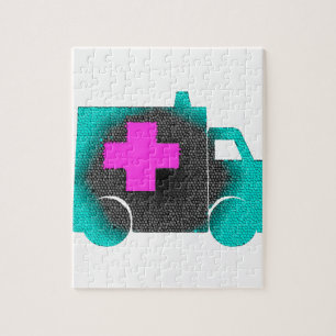 cross blue ambulance nurse emt doctor medical jigsaw puzzle