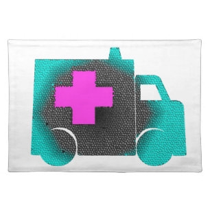 cross blue ambulance nurse emt doctor medical placemat